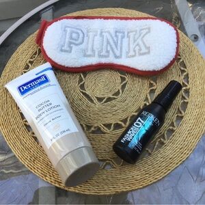 EUC PINK VS  Eye Mask & New Dermasil Cocoa Butter Lotion, Redken Sea Salt Spray